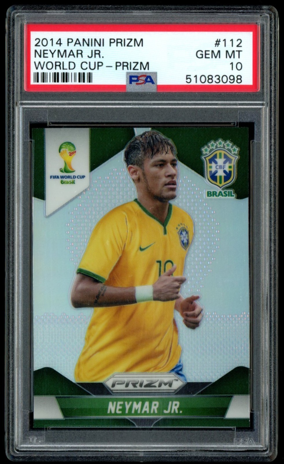 2014 Panini Prizm World Cup #112 Neymar Jr. Silver Prizm PSA 10 Pop 25 Brazil