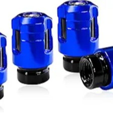 4PCS Tire Valve Stem Caps, Unique Shape Personalized Cover Leak-Proof Wheel Blue