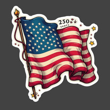 American Flag Sticker Vinyl Decal Patriotic USA Waving Flag 250 Years
