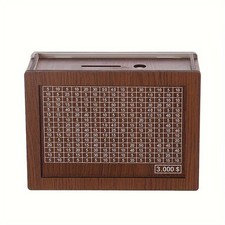 $3000 Cash Vault Wooden Savings Box,Wooden Savings Box with Money Target & Numb