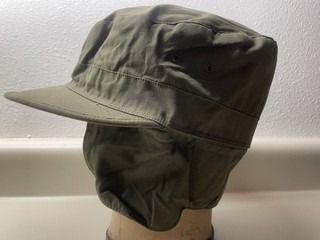 Vtg WWII O.D. Cotton Field Cap With Visor Dated Feb. 7 1945 US Army Size 7 1/2