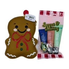 Bath & Body Works Gingerbread Coin Zipper Purse With Lip Trio Set 2025