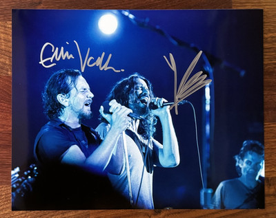 CHRIS CORNELL + EDDIE VEDDER Signed Autographed Photo+COA Soundgarden Audioslave