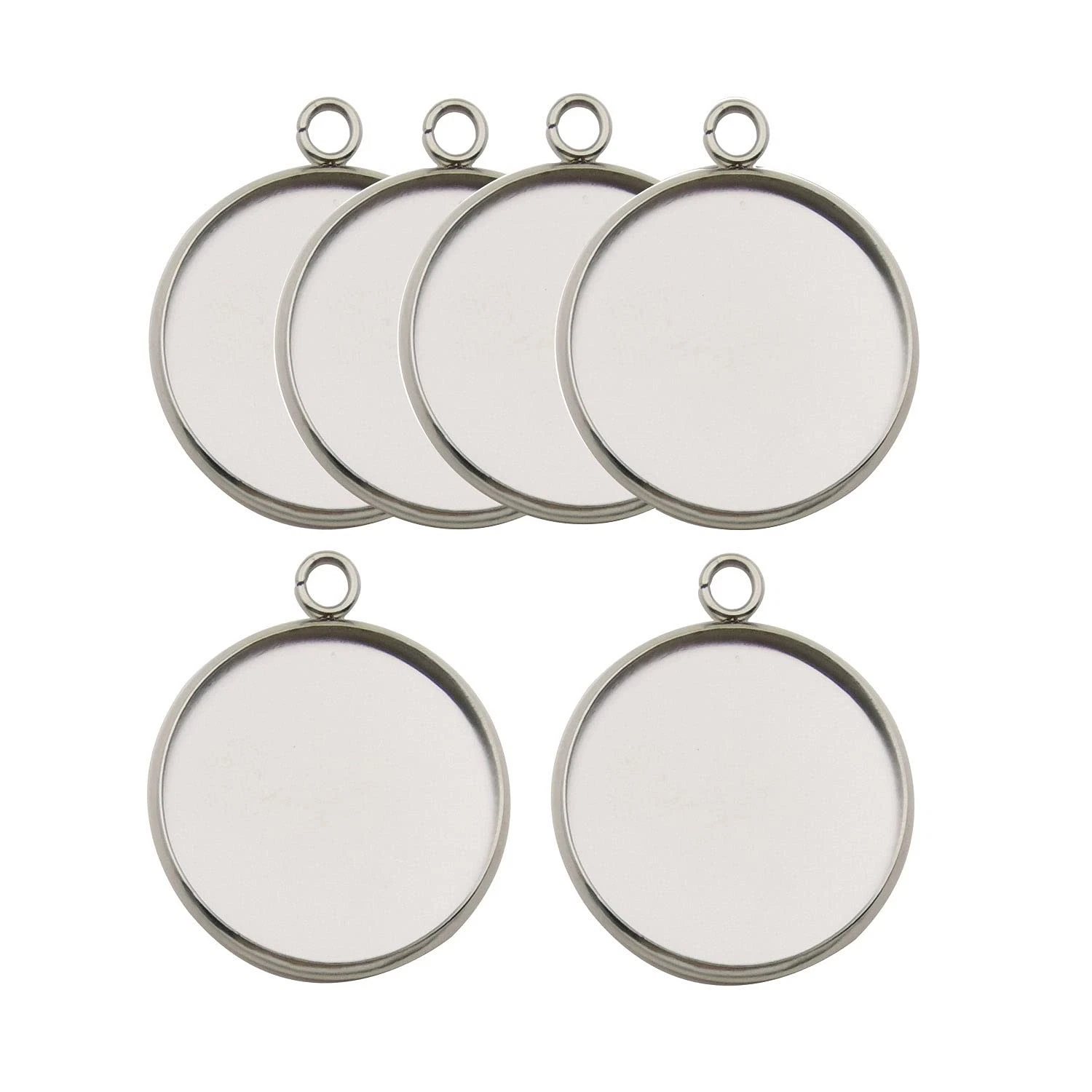 20 Pcs Fit 25mm Stainless Steel Round Blank Bezel Pendant 25mm-20pcs, Silver image 1