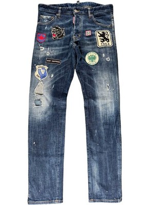 Dsquared2 Caten Twins Slim Patchwork Skater Stretch Denim Jeans men's 34x32.5