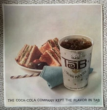 Vintage TAB & Sandwichs Coca-Cola Litho Sign Menu Board Movie Marquee Insert