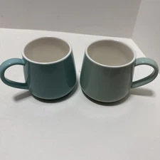 Set Of 2 Sweese Porcelain Coffee Mugs, Teal & mint colors MINT CONDITION 12 oz