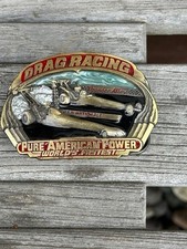 Vintage Drag Racing Pure American Power 1988 Belt Buckle Thunder Alley