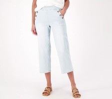 Belle by Kim Gravel Reg Denim TripleLuxe Wide Bleach Wash 32 New