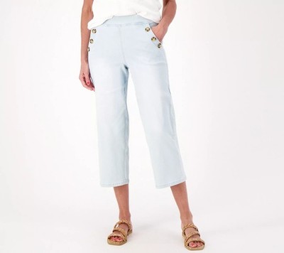 Belle by Kim Gravel Reg Denim TripleLuxe Wide Bleach Wash 32 New