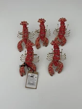 Creative Co-op Lobster Napkin Rings Glass Beads Metal Set Of 5 New With Tag
