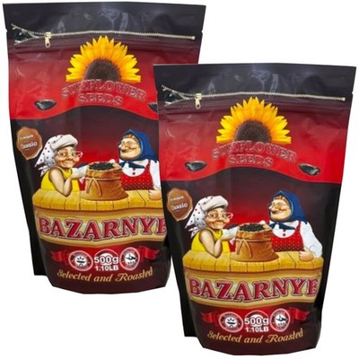 [2 PACK] Roasted Sunflower Seeds Bazarnye Семечки Luthuania  1.10 LB/500g