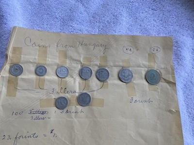 Lot of Hungary 9 Coin Set 2, 5, 10, 20, 50 Filler 1 Forint, 2 Forint 1951-1957