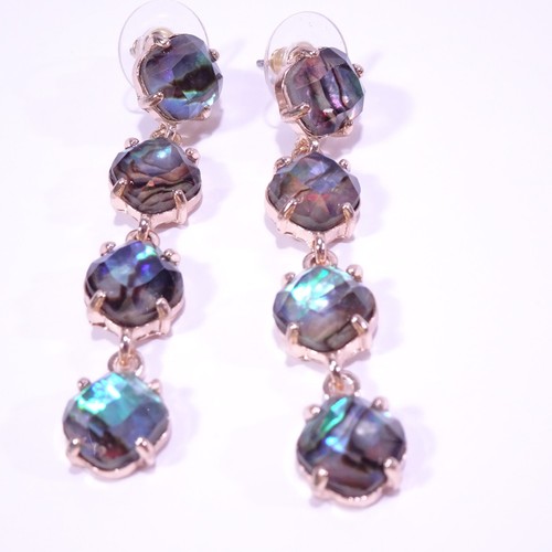 Designer Women's Labradorite Gemstone Round Link Earrings NWOT 98 - Picture 4 of 4
