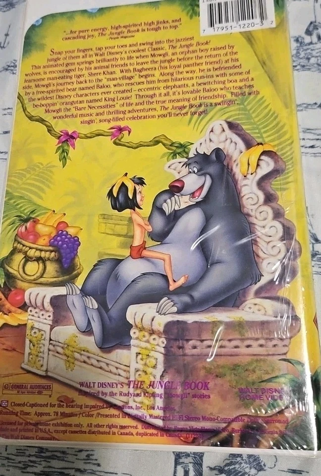 Walt Disney Classic Black Diamond VHS The Jungle Book New Factory Sealed 1991 Foto 2 de 4