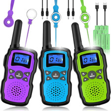 3-Pack Walkie Talkies for Kids  Adults Rechargeable Toy Radios USB Charger