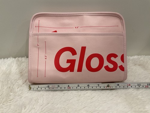 Glossier pink & red makeup beauty clutch bag