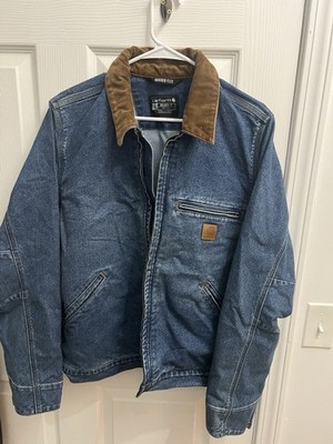 Carhartt Men's denim Detroit jacket 107327-HT6 MUSKEGON Size large