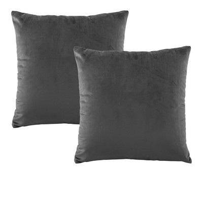 Pair of Vivid Coordinate Velvet Coal European Pillowcases 65 x 65 cm by Bianca