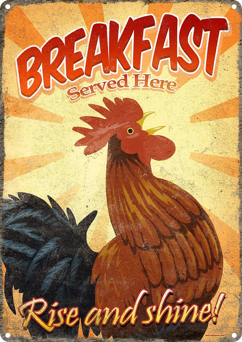 Breakfast Served Here Tin Sign