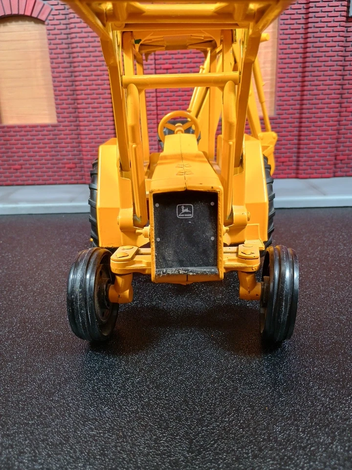 Vintage Ertl 1/16 Scale John Deere Construction Yellow Backhoe Loader Die-Cast - Image 3 of 4