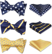Bow Ties for Men Polka 3pcs Mixed Self-Tie Bow tie and Pocket Square Set Clas...