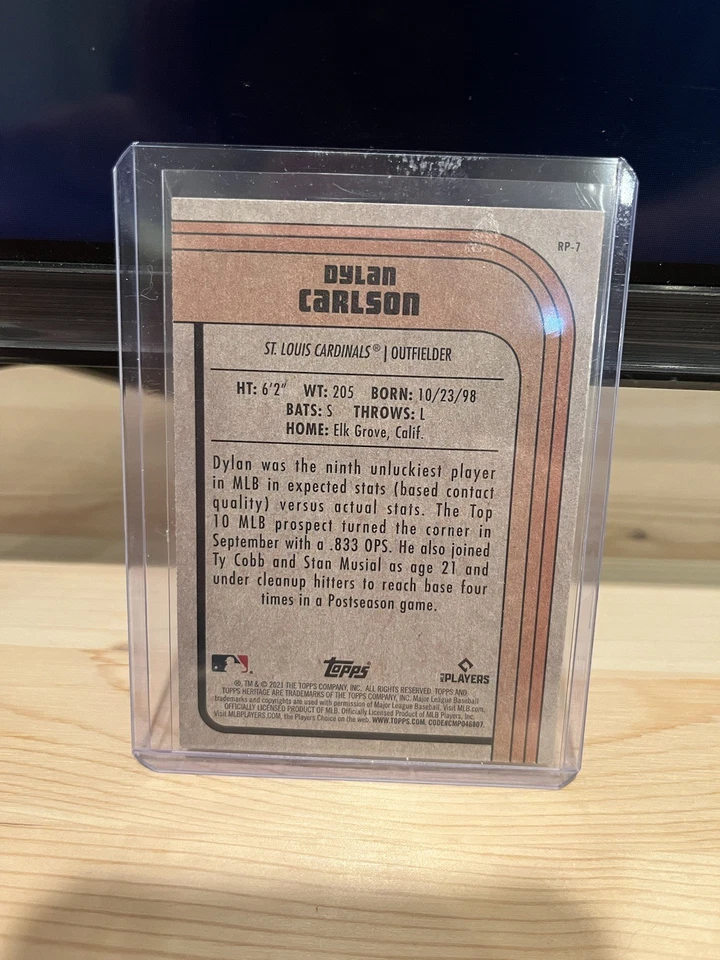 2021 Topps Heritage Dylan Carlson Rookie Performers - Image 2 of 2