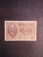 1940 ITALY Kingdom  Banknote 5 lire.  Lot Of 2.