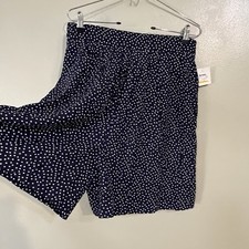 Vintage 90S Y2K High Rise Pull On Shorts Navy Polka Dot size L NWT