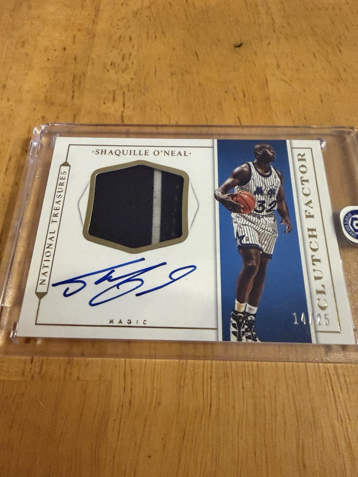 2015 National Treasures Shaquille O'Neal #/25 Game Used PATCH On Card AUTO view 10