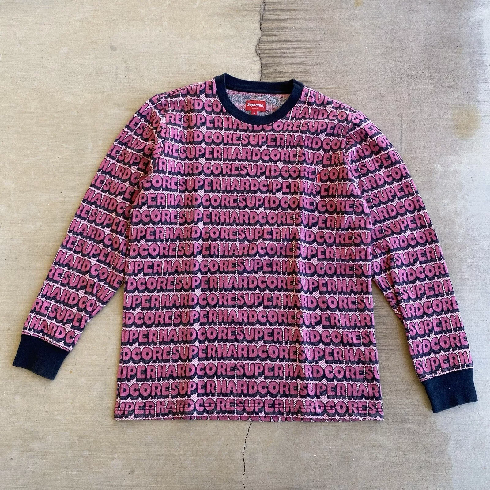 Supreme Super Hardcore Jacquard T Shirt manches longues rose 2017