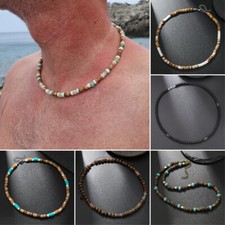 Mens Coconut Shell Beaded Necklace Choker Boho Beach Surfer Style Jewellery Gift