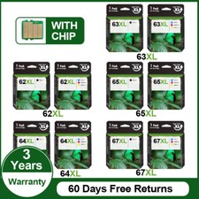 Black / Color Ink Cartridges 62-XL 63XL 64XL 65XL 67XL Fits for HP Printer Lot