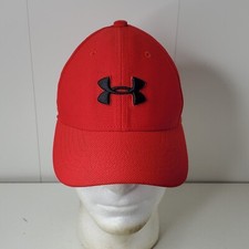 Under Armour Embroidered Logo Youth Red Golf Hat Baseball Cap XS/S Stretch Fit