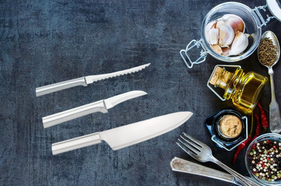 Rada 3pc Set French Chef knife, Granny Paring and Tomato Slicer (Silver Handle)