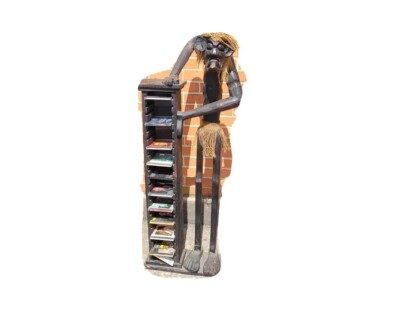Vintage Wooden Zombie Voodoo Tribal Hand Carved Wooden CD Rack