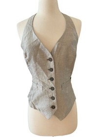 Anne Fontaine Paris Romeo Linen Blend Waistcoat Corset Vest Top Size 40 US 6/8
