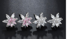 Elegant AAA Cubic Zirconia Flower Cluster Stud Earrings - S925 Post Pins
