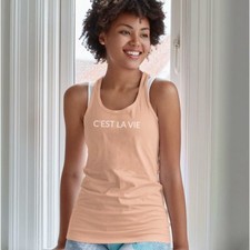 C'EST LA VIE FemaleTank-Simple Minimal Printed One Liner
