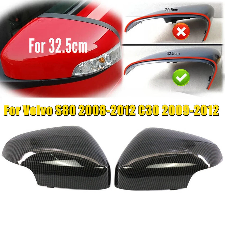 Tapa de cubierta de espejo retrovisor lateral de puerta de fibra de carbono para Volvo S80 2008-2012 C30 2009-2012 Foto 2 de 4