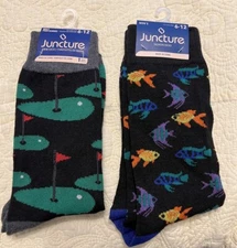 Fish and Golf Men's Socks Size 6-12 NEW (Juncture)