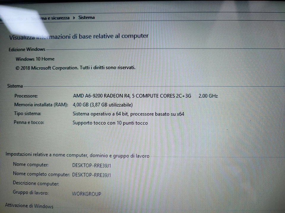 Notebook DELL Inspiron 15 AMD A6-9200 4GB ram wifi pc portatile book lavoro - Immagine 4 di 4