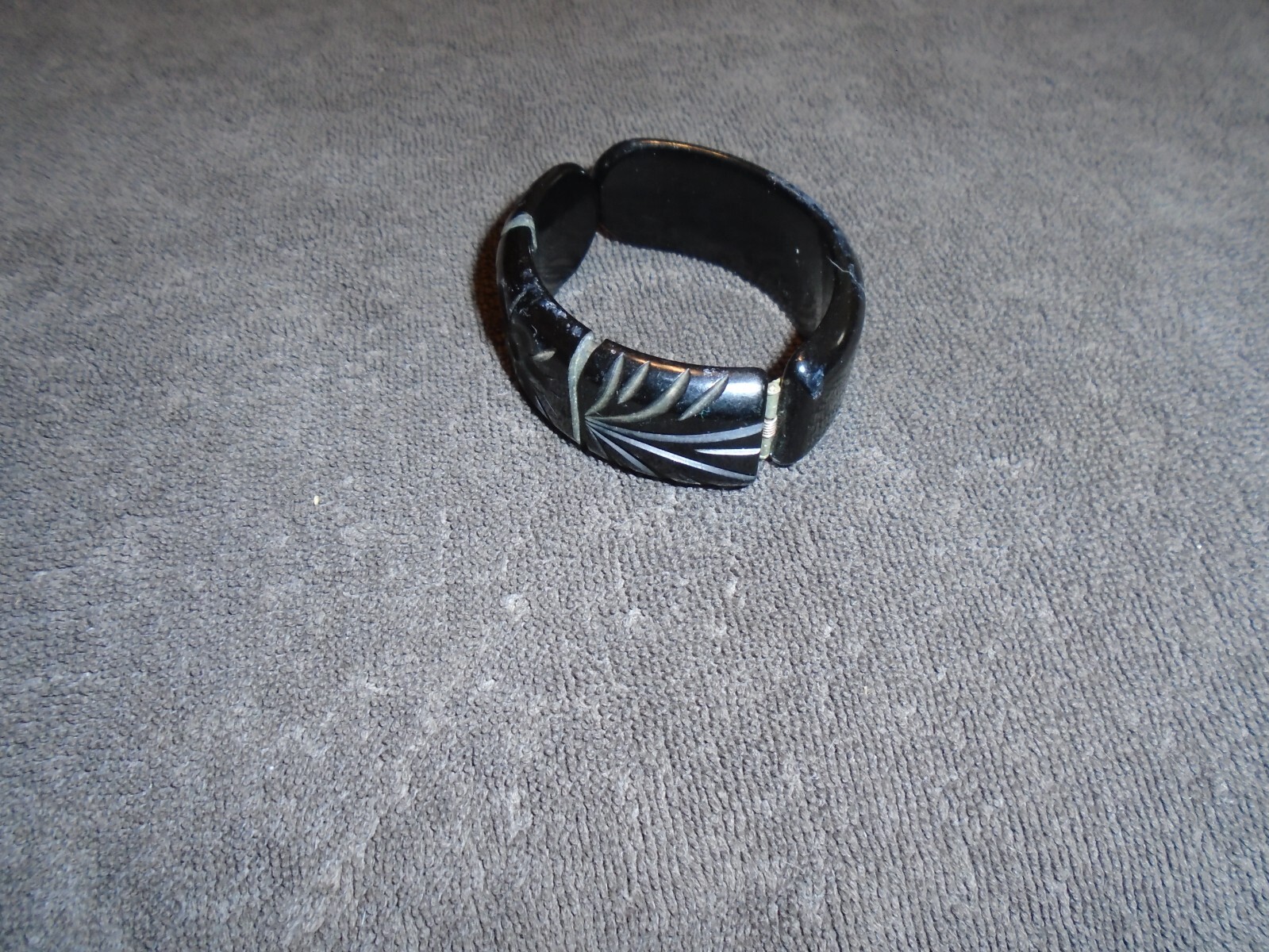 carved black bakelite cuff - image 2