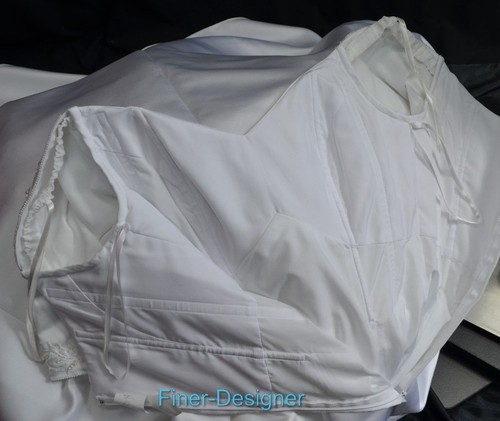 Haute Couture Portrait Wedding Gown White bridal dress Bead elbow sleeve 12 NEW - Picture 11 of 11
