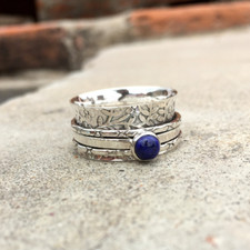 Lapis Lazuli Spinner 925 Sterling Silver Handmade Mother's Day Ring AB-574