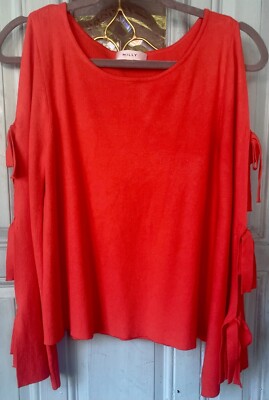 Orange Sweater SzS Lace Up Sleeves Milly Luxurious Rare Lightweight