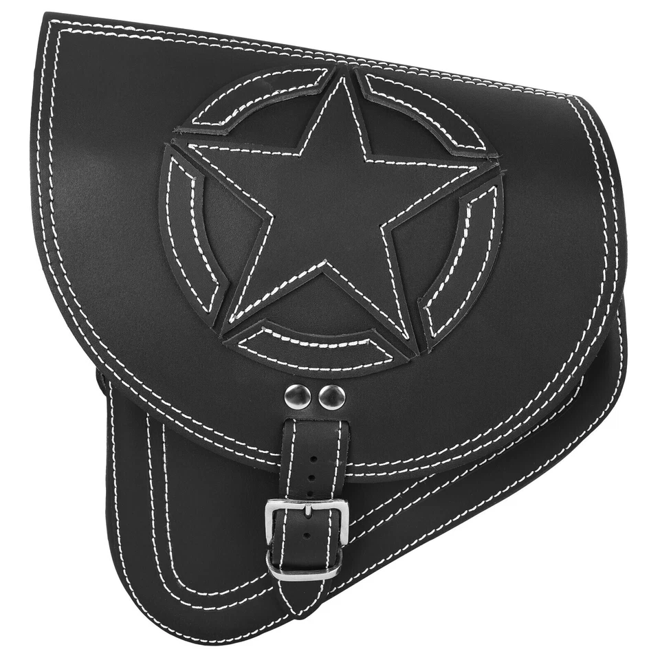 Poche Latérale Fortuna Blanc Sacoche Oscillant Adapté pour Harley Davidson Cuir - Photo 1/4