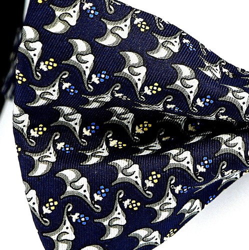 Elephant & Flowers Men's Blue Bow Tie Adjustable Novelty Animal Navy Bowtie - Picture 3 of 3