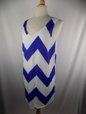 EVERLY Royal Blue & White Poly Dress Lined Sleeveless Dress Women's Large NWT