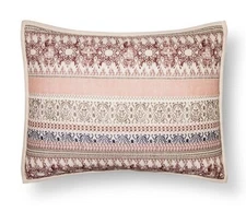 THRESHOLD Global Stripe Standard Quilted Sham ~  Maroon Navy Tan